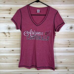 NFL Arizona Cardinals T-Shirt Womens Small Red Black Stitch V-Neck Team Apparel